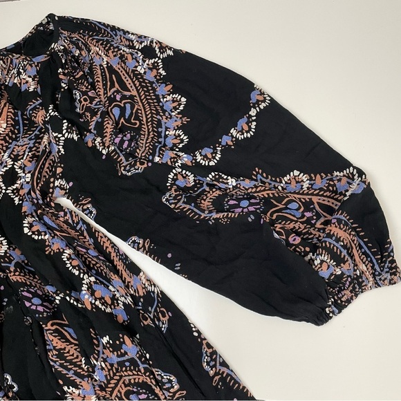 Free People Black Paisley Button Front Tunic Top - Picture 8 of 10